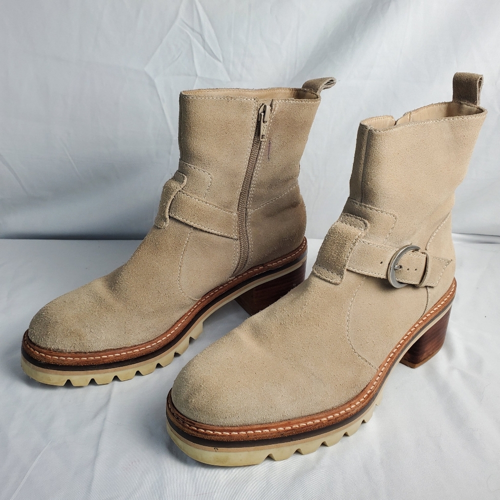 Anthropologie Bernardo Scout Suede Buckle Booties 8M